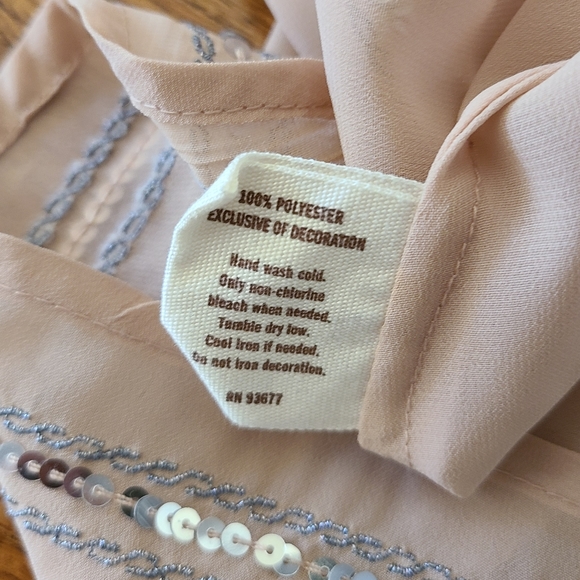 Nude Peach Sheer Sequin Top - Picture 5 of 5